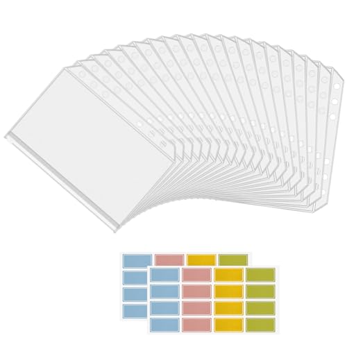 20 Stück A6 Binder Taschen, PVC 6-Loch Reißverschluss Ordner mit Etikettenaufkleber, Wasserdicht Kunststoff Bindertaschen A6 mit zipper für Budget Planner, Einlegeseiten, Rechnungen 20 Stück A6 Binder Taschen, PVC 6-Loch Reißverschluss Ordner mit Etikettenaufkleber, Wasserdicht Kunststoff Bindertaschen A6 mit zipper für Budget Planner, Einlegeseiten, Rechnungen von lahnao