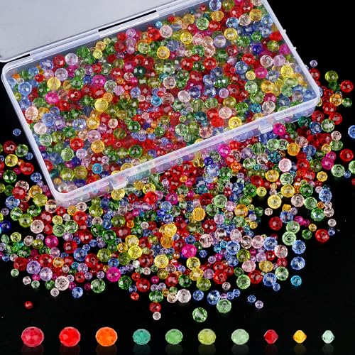 910 Stück Glasperlen, Perlen zum Auffädeln, Facettierte Glasperlen, zum Basteln Erwachsene, Schmuckherstellung, DIY-Halsketten, Armbänder(3 mm, 4 mm, 6 mm, 8 mm, 10 mm) (12 Farbe) von lahnao