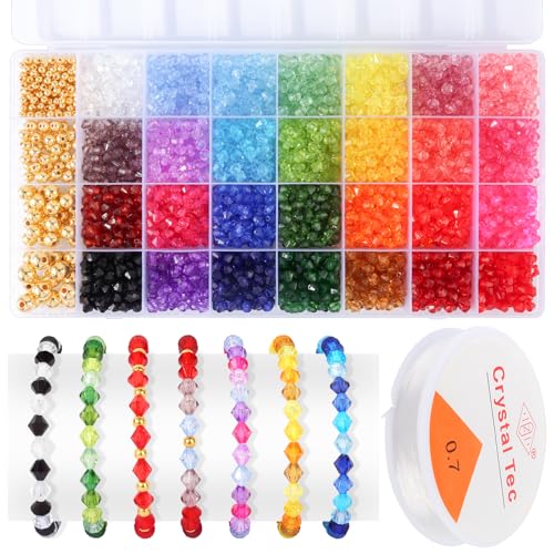 Kristall Facettierte Perlen Set, 6mm Doppelkegel Perlen, 29 Farben Facettierte Glasperlen, DIY Kristallperlen für Schmuck, Halsketten, Bastelarbeiten Kristall Facettierte Perlen Set, 6mm Doppelkegel Perlen, 29 Farben Facettierte Glasperlen, DIY Kristallperlen für Schmuck, Halsketten, Bastelarbeiten von lahnao