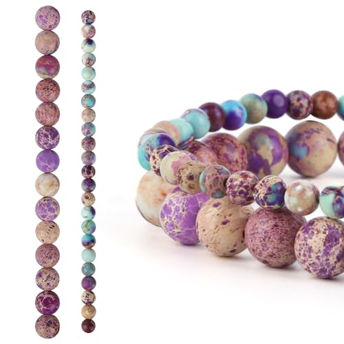 lahnao 103-107 Stück Naturstein Perlen, 4/8 mm Edelsteine zum Auffädeln, Steinperlen für Armbänder, Edelsteinperlen mit Loch für Armbänder, Ketten und Schmuck von lahnao
