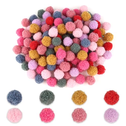 lahnao 160 Stück Pompons zum Basteln, 15mm Bunte Pompoms, Bommel für Kinder, Mini Pompons für DIY Kreative Bastelarbeiten und Osterdekorationen (1.5cm) von lahnao