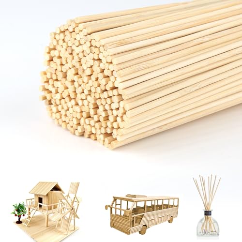 lahnao 300 Stück Zuckerwatte Stäbe, 300mm x 3mm Rund Holzstäbchen, Unbehandelte Holzstäbe zum Basteln, Holzstab für Kunstprojekte, DIY-Crafts, Holzarbeit, Dekoration von lahnao