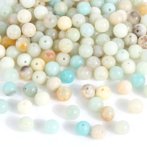 lahnao ca. 150 Stück Naturstein Perlen, 6mm Runde Edelstein Perlen mit Aufbewahrungsbox, Steinperlen für Armbänder, Perlen zum Auffädeln für Armbänder, Halsketten, Schmuckherstellung von lahnao