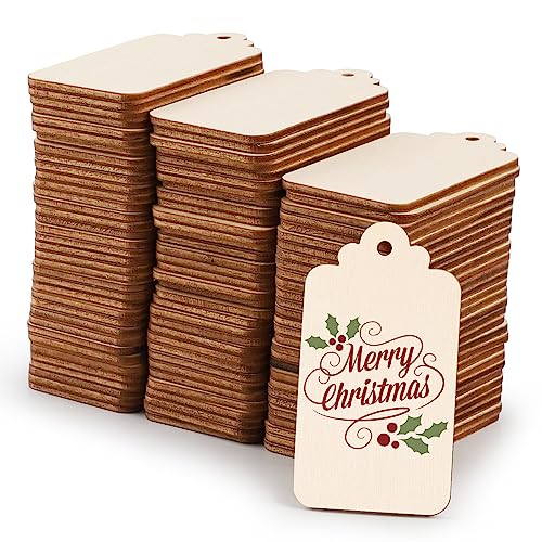 LALAGO 100 Stk.Holzscheiben, 3.7 * 6.8CM Holzplatten Holzscheiben zum Basteln,2mm Dick Holz Etiketten zum Beschriften,Holz Anhänger Geschenkanhänger für DIY Handwerk Hochzeit Deko von lalago