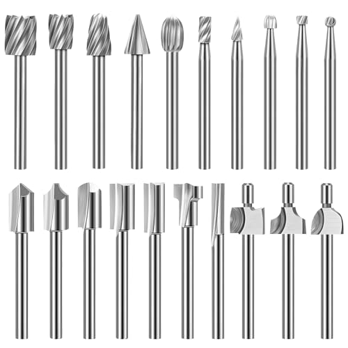 LALAGO 20 Stück HSS Fräser Drehfräser Set,Holzschnitzerei Fräser Bohrer Set, Frässtifte für Metall Dremel, Hartmetall Rotationsfräser Set für Holzbearbeitung Schnitzen Bohren von lalago