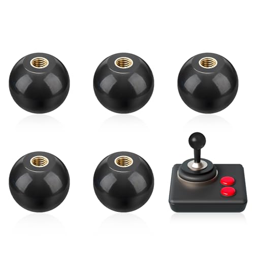 LALAGO M10 Kugelknopf, 5 Pcs M10*35mm Kugel knauf mit Gewinde, Kugelgriff, Runde Kugel Bakelit Hebelknopff für Werkzeugmaschinenersatz, Schwarz Kugelknöpfe Eingebaute Kupfermutter für Werkzeugmaschine von lalago