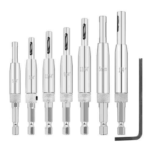 LALAGO Scharnierbohrer Set, 8 Stück Selbstzentrierende Bohrer, Selbstzentrierend HSS Stahl Scharnierbohrer Set, Drill Bit Guide Set, Zentrierbohrer für Scharniere Schubladenführungen 7 Größen von lalago