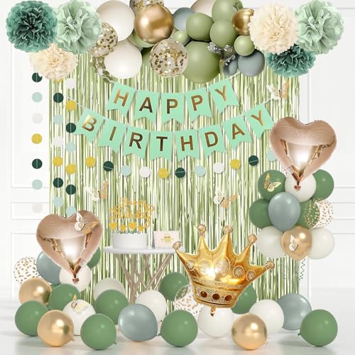 Salbeigrün Geburtstagsfeier Dekorationen Kits für Frauen Mädchen mit Happy Birthday Dekorationen Salbeigrün Geburtstagsfeier Dekorationen Kits für Frauen Mädchen mit Happy Birthday Dekorationen von lambent