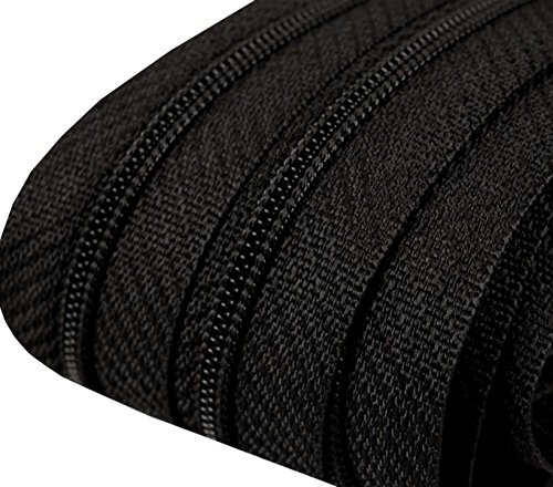 landfreude 5m Reißverschluss endlos 3mm spiralförmig + 15 Zipper #332 schwarz von landfreude