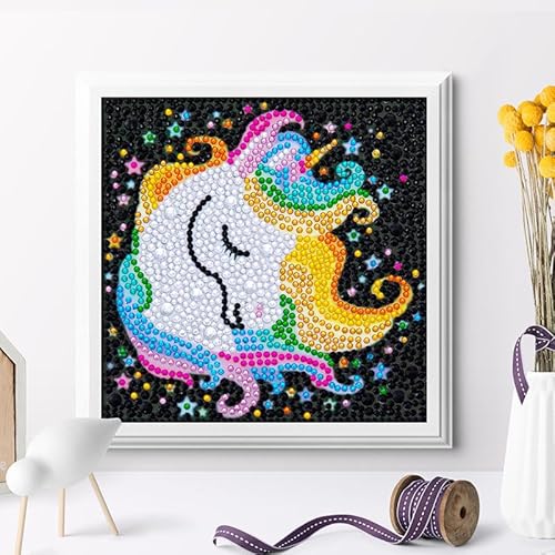 5D DIY Diamond Painting Kinder Mit Holzrahmen18x18 cm,5D Diamant Malerei Set,ErwachseneDiamant Painting Bilder Arts Craft für Home Wand Decor,Basteln Erwachsene für Home Wand Decor (Einhorn) von lanontaosta