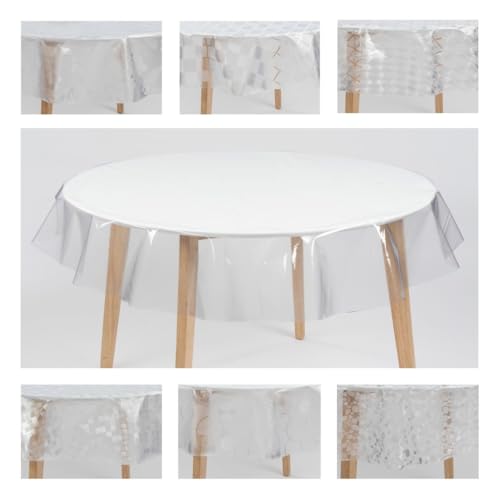 laro Ø 140 cm Premium Line Transparente Tischdecke rund - Wasserdicht & abwischbar - Tischschutz, Muster:Transparent Klar Schutzfolie, Größe: Rund 140cm von laro