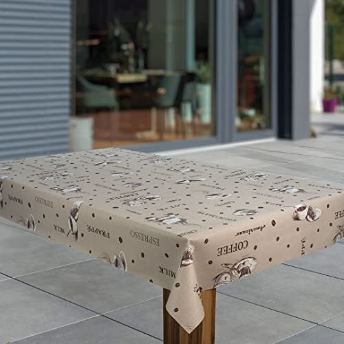 laro Wachstuch-Tischdecke Abwaschbar Garten-Tischdecke Wachstischdecke PVC Plastik-Tischdecken Eckig Meterware Wasserabweisend Abwischbar, Muster:Kaffee Espresso Braun Beige, Größe:130x220 von laro