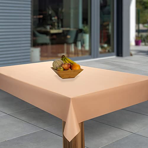 laro Wachstuch-Tischdecke Abwaschbar Garten-Tischdecke Wachstischdecke PVC Plastik-Tischdecken Eckig Meterware Wasserabweisend Abwischbar, Muster:Lachs Matt, Größe:140x160 von laro
