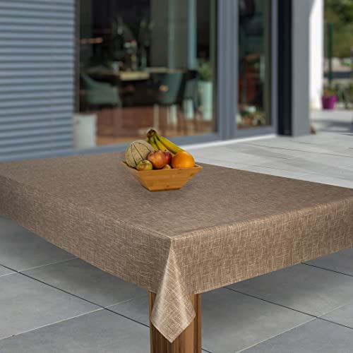 laro Wachstuch-Tischdecke Abwaschbar Garten-Tischdecke Wachstischdecke PVC Plastik-Tischdecken Eckig Meterware Wasserabweisend Abwischbar |43|, Muster:Beige Braun, Größe:100x140 von laro