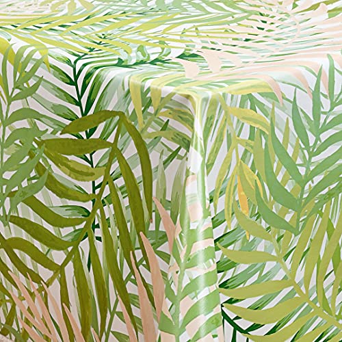 laro Wachstuch-Tischdecke Abwaschbar Garten-Tischdecke Wachstischdecke PVC Plastik-Tischdecken Eckig Meterware Wasserabweisend Abwischbar |43|, Muster:Blumen Bambus grün, Größe:118x240 cm von laro