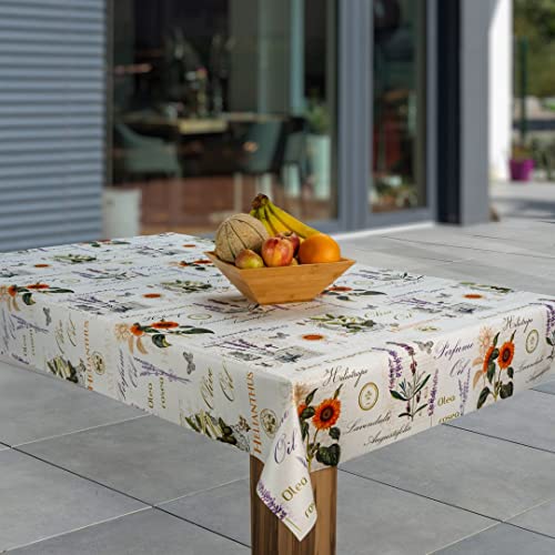 laro Wachstuch-Tischdecke Abwaschbar Garten-Tischdecke Wachstischdecke PVC Plastik-Tischdecken Eckig Meterware Wasserabweisend Abwischbar AS, Muster:Lavendel Sonnenblumen Provence, Größe:90x100 von laro