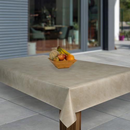 laro Wachstuch-Tischdecke Abwaschbar Garten-Tischdecke Wachstischdecke PVC Plastik-Tischdecken Eckig Meterware Wasserabweisend Abwischbar G03, Muster:Beige Grau Metallic, Größe:110x210 von laro