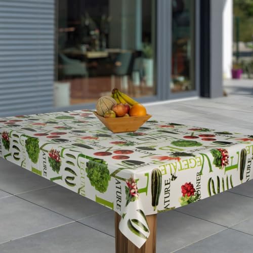 laro Wachstuch-Tischdecke Abwaschbar Garten-Tischdecke Wachstischdecke PVC Plastik-Tischdecken Eckig Meterware Wasserabweisend Abwischbar G03, Muster:Gemüse Tomate Weiß, Größe:118x220 von laro
