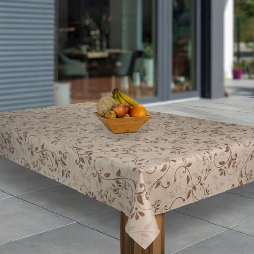 laro Wachstuch-Tischdecke Abwaschbar Garten-Tischdecke Wachstischdecke PVC Plastik-Tischdecken Eckig Meterware Wasserabweisend Abwischbar G03, Muster:Ranken Beige Braun Bronzen, Größe:100x160 von laro