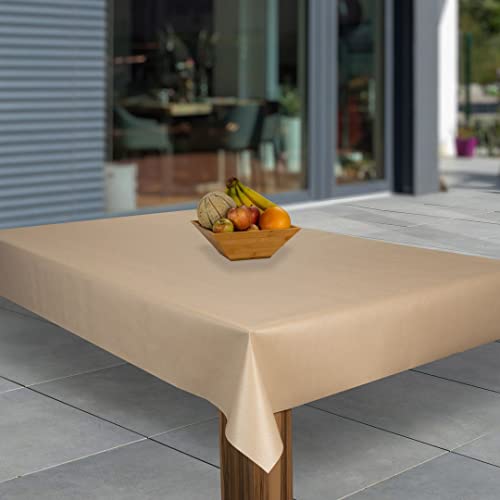 laro Wachstuch-Tischdecke Abwaschbar Wachstischdecke PVC Plastik-Tischdecken Eckig Meterware Abwischbar, Muster:Geprägt Beige, Größe:110x180 von laro
