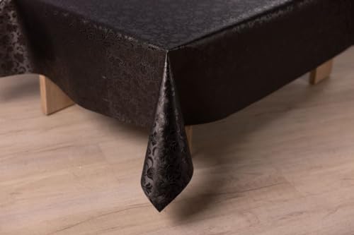 laro Wachstuch-Tischdecke Abwaschbar Wachstischdecke PVC Plastik-Tischdecken Eckig Meterware Abwischbar, Muster:Geprägt Schwarz, Größe:100x160 von laro