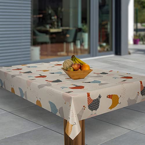 laro Wachstuch-Tischdecke Abwaschbar Wachstischdecke PVC Plastik-Tischdecken Eckig Meterware Abwischbar, Muster:Hühnerparty Bunt, Größe:90x120 von laro