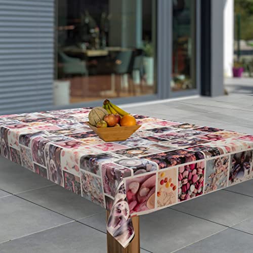 laro Wachstuch-Tischdecke Abwaschbar Wachstischdecke PVC Plastik-Tischdecken Eckig Meterware Abwischbar, Muster:Macarons Rose Rot, Größe:140x2000 von laro