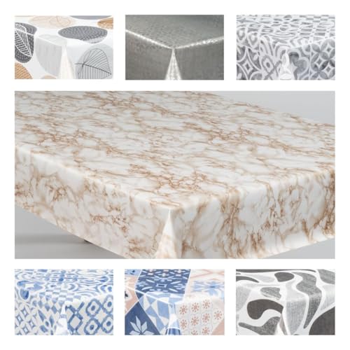 laro Wachstuch-Tischdecke Wachstischdecke Gartentischdecke, Muster:Marmor Weiß Beige Braun, Größe:118x220 laro Wachstuch-Tischdecke Wachstischdecke Gartentischdecke, Muster:Marmor Weiß Beige Braun, Größe:118x220 von laro
