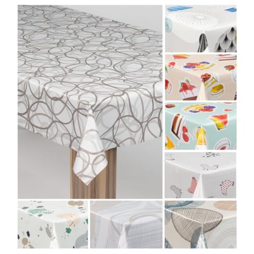 laro Wachstuch-Tischdecke Wachstischdecke Gartentischdecke, Muster:Schwungkreise Grau Beige, Größe:110x220 laro Wachstuch-Tischdecke Wachstischdecke Gartentischdecke, Muster:Schwungkreise Grau Beige, Größe:110x220 von laro