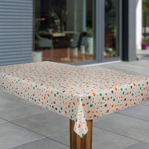 Wachstuch-Tischdecke Wachstischdecke Tischwäsche Abwaschbar Wachstuchdecke G11, Muster:Bunt orange grün weiß, Größe:140x240 von laro