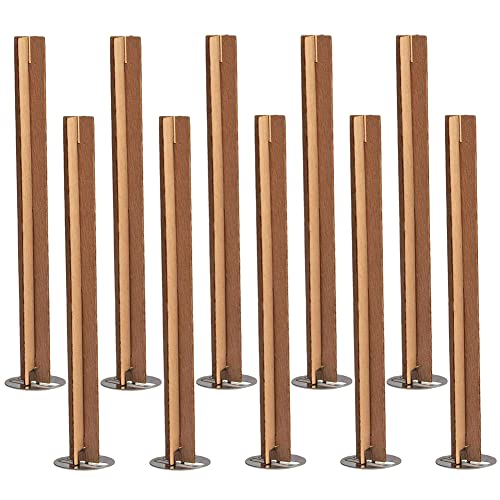 10 Sets Holzdochte Kerzendochte Holz Kerzendochte Kreuzform Kerze Holzdochte Eisenständer Kerzenständer mit Sockelhalter für DIY Kerzenherstellung Handwerk (13 x 1,3 cm) von lasenersm