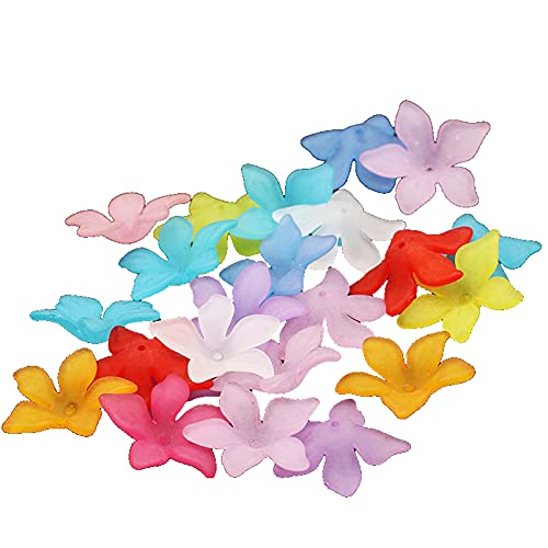 120 Stück 26 mm Acrylperlen Blume Acryl Lilie Blume Perlen Acryl Blume Perlen Bunte Blume Perlen Acryl Blume Lose Perlen Abstandhalter für DIY Handwerk Schmuckherstellung, mattiert, verschiedene von lasenersm