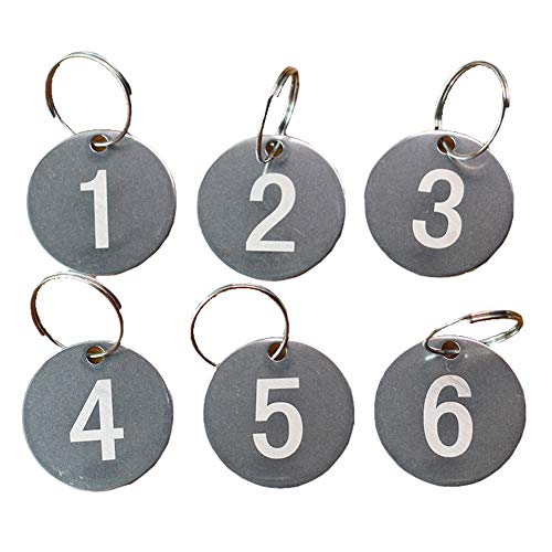 Nummernschilder aus Edelstahl mit Schlüsselringen, Nummern, Schlüsselanhänger, Nummerierte Schlüsselanhänger, 23 mm Durchmesser, tragbare Gepäck-ID-Tags, Nummer 1 bis 10, weiße Zahlen, 10 Stück Nummernschilder aus Edelstahl mit Schlüsselringen, Nummern, Schlüsselanhänger, Nummerierte Schlüsselanhänger, 23 mm Durchmesser, tragbare Gepäck-ID-Tags, Nummer 1 bis 10, weiße Zahlen, 10 Stück von lasenersm