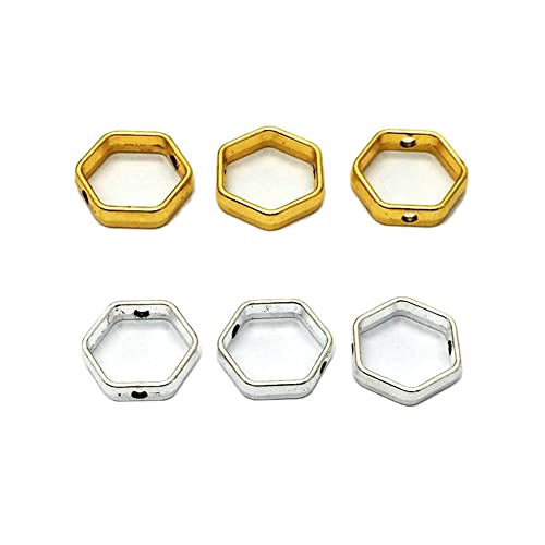 Perlenrahmen aus Legierung, Doppelloch, sechseckige Perlenrahmen, Metallperlenrahmen für Bastelarbeiten, Ohrringe, Armbänder, Halsketten, Schmuckherstellung, passend für Perlen mit 9 mm Durchmesser, von lasenersm