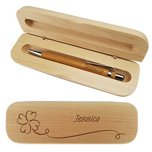 laser-diele Kugelschreiber mit Gravur in Personalisierter Geschenkbox - Schreibset mit Gravur - Kugelschreiber personalisiert (Kleeblatt) von laser-diele