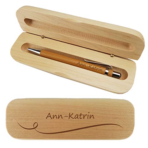 laser-diele Kugelschreiber mit Gravur in Personalisierter Geschenkbox - Schreibset mit Gravur - Kugelschreiber personalisiert (Welle) von laser-diele