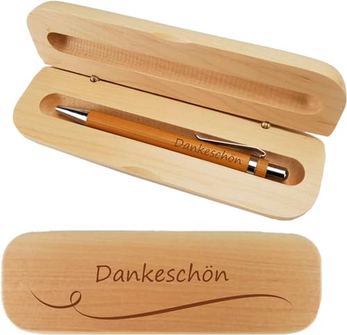 laser-diele Kugelschreiber mit Gravur in Geschenkbox - Schreibset mit Gravur - Stift Geschenk - Holzkugelschreiber mit Gravur (Dankeschön) von laser-diele