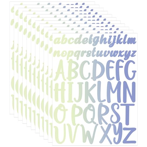 10 Blatt Vinyl-Buchstabenaufkleber, 2,5cm 5cm Kleinbuchstaben Großbuchstaben Selbstklebende Buchstaben Aufkleber für Scrapbook Bastelarbeiten Heimdekoration (Verlaufsfarbe 1) von lasuroa