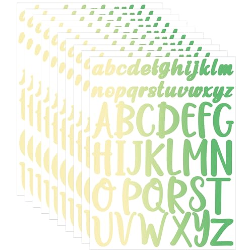 10 Blatt Vinyl-Buchstabenaufkleber, 2,5cm 5cm Kleinbuchstaben Großbuchstaben Selbstklebende Buchstaben Aufkleber für Scrapbook Bastelarbeiten Heimdekoration (Verlaufsfarbe 2) von lasuroa