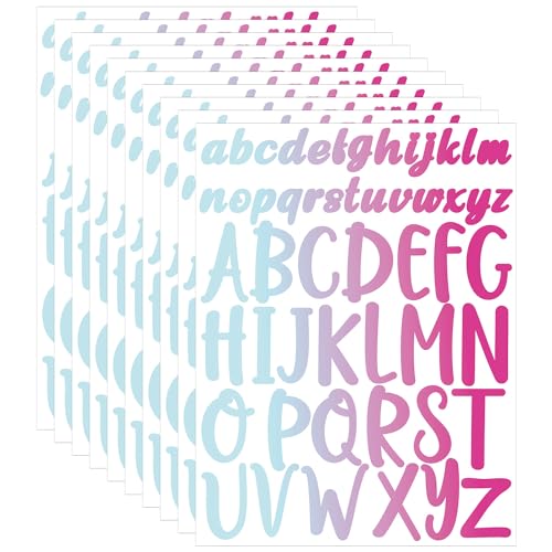 10 Blatt Vinyl-Buchstabenaufkleber, 2,5cm 5cm Kleinbuchstaben Großbuchstaben Selbstklebende Buchstaben Aufkleber für Scrapbook Bastelarbeiten Heimdekoration (Verlaufsfarbe 5) von lasuroa