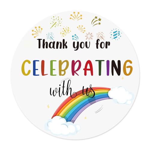 120St Thank You Sticker, Universell 4cm Danke Aufkleber, Dankeschön Etiketten für Babyparty, Hochzeit, Brautparty, Geburtstag, Umschläge und Geschenkverpackungen (Regenbogen stil) von lasuroa