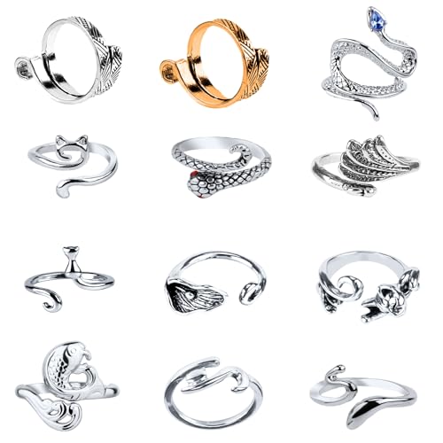 12St Strick und Häkelring, Verstellbarer Häkelführungsring aus Metall Strick Fingerhut Fingerhalter Fisch Katze Schlangen-Design Nähwerkzeuge für Quilten, DIY-Handwerk 12St Strick und Häkelring, Verstellbarer Häkelführungsring aus Metall Strick Fingerhut Fingerhalter Fisch Katze Schlangen-Design Nähwerkzeuge für Quilten, DIY-Handwerk von lasuroa