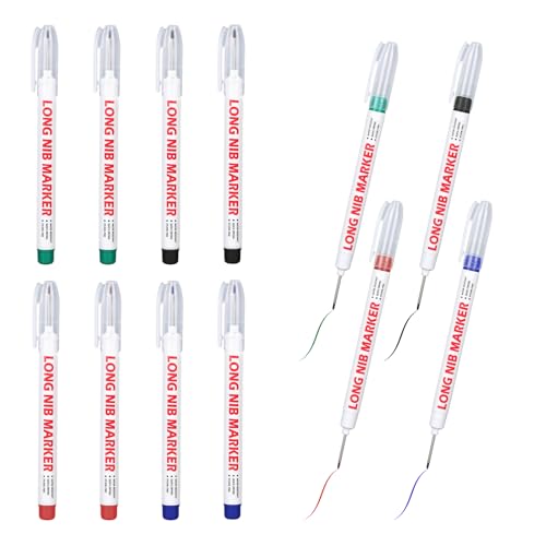 12stk Tieflochmarkierung Langem Kopf, 22mm Wasserfest Marker Langer Spitze Mehrfach Verwendbar Schnelltrocknend Farbige Markierstifte für Bauarbeiter Metall Bauwesen Holzarbeiten (4 Farben) von lasuroa
