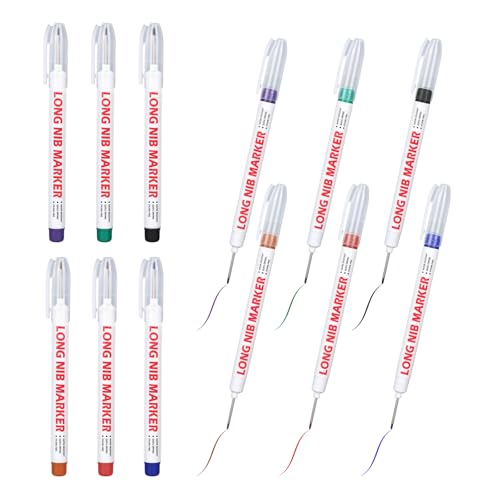 12stk Tieflochmarkierung mit Langem Kopf, 22mm Mehrzweck Marker mit Langer Spitze Wasserfest Schnelltrocknend Farbige Markierstifte für Tischler Bauwesen Holzarbeiten Eisenwaren (6 Farben) von lasuroa