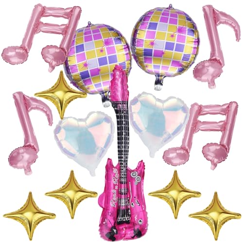 14stk Gitarrennoten-Luftballons, Musikparty-Dekorationen Gitarren-Musiknoten Discokugel Vierzackiger Stern Herzförmige Luftballons für Konzerte Geburtstagsfeiern und Themenveranstaltungen 14stk Gitarrennoten-Luftballons, Musikparty-Dekorationen Gitarren-Musiknoten Discokugel Vierzackiger Stern Herzförmige Luftballons für Konzerte Geburtstagsfeiern und Themenveranstaltungen von lasuroa