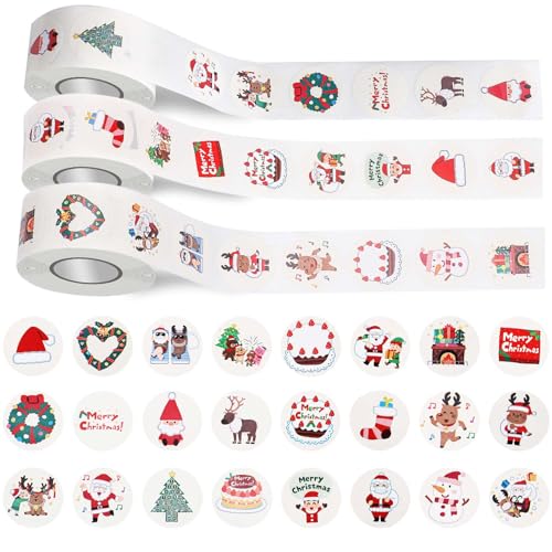 1500 Stück Weihnachts Umschlag Aufkleber, Runde Aufkleber Weihnachten Elch, Girlandenmuster, Etikett Versiegelungsaufkleber für Weihnachtsparty Zubehör, Buchkarten 1500 Stück Weihnachts Umschlag Aufkleber, Runde Aufkleber Weihnachten Elch, Girlandenmuster, Etikett Versiegelungsaufkleber für Weihnachtsparty Zubehör, Buchkarten von lasuroa