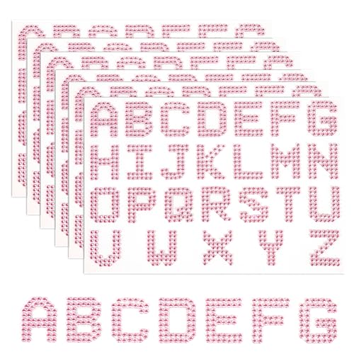 156 Stück Glitzer Buchstaben Sticker, 6 Blattstrass Buchstaben Selbstklebend Diamant-Buchstabenaufkleber Bling-Buchstabenaufkleber für DIY Kunsthandwerk Kleidungsdekoration (Rosa) von lasuroa