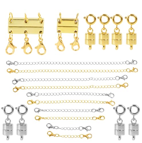 20-Teiliges Set mit Magnetischen Halskettenverlängerungen und Schichtverschlüssen Langlebig Schmuckkettenverbinder Magnetische Schmuckverschlüsse für DIY-Bastelgeschenke Halsketten Fußkettchen von lasuroa