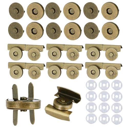 24 Paar Magnetische Druckknöpfe für Geldbörsen Tragetaschen, 2 Arten Nahtloser Magnetverschlüsse Magnetknöpfe für Geldbörsen Ohne Nähen zum Nähen von Leder Stoff (Kupfer) von lasuroa