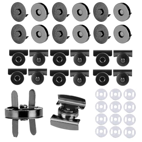 24 Paar Magnetische Druckknöpfe für Geldbörsen Tragetaschen, 2 Arten Nahtloser Magnetverschlüsse Magnetknöpfe für Geldbörsen Ohne Nähen zum Nähen von Leder Stoff (Waffenfarbe) von lasuroa